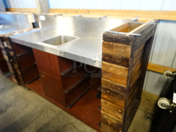 NICE! Stainless Steel Commercial Portable Back Bar w/ Single Basin and Undershelf on Commercial Casters. 70x32x47 - Image 7 of 8