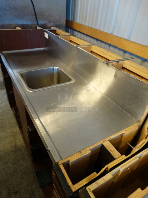 NICE! Stainless Steel Commercial Portable Back Bar w/ Single Basin and Undershelf on Commercial Casters. 70x32x47 - Image 8 of 8