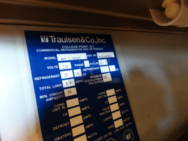 NICE! Traulsen Model AHT 1-32DUT Stainless Steel Commercial 2 Half Size Door Reach In Cooler. 115 Volts, 1 Phase. 24x35x83. Tested and Working! - Image 5 of 7
