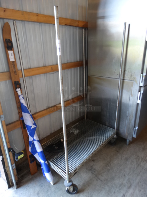 Chrome Finish 2 Tier Metro Shelving Unit on Commercial Casters. 42x24x68. BUYER MUST DISMANTLE. PCI CANNOT DISMANTLE FOR SHIPPING. PLEASE CONSIDER FREIGHT CHARGES.  - Image 1 of 3