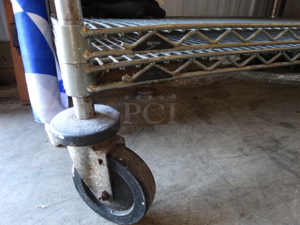 Chrome Finish 2 Tier Metro Shelving Unit on Commercial Casters. 42x24x68. BUYER MUST DISMANTLE. PCI CANNOT DISMANTLE FOR SHIPPING. PLEASE CONSIDER FREIGHT CHARGES.  - Image 3 of 3