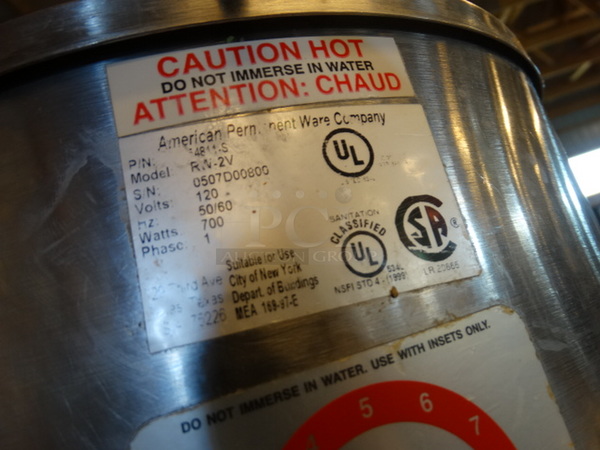 American Permanent Ware Model RW-2V Stainless Steel Commercial Countertop Soup Kettle Food Warmer. 120 Volts, 1 Phase. 12.5x12.5x9. Tested and Working! - Image 4 of 4