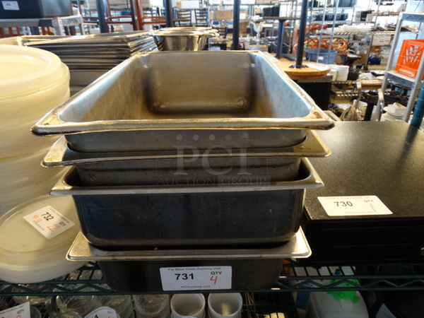 4 Stainless Steel Full Size Drop In Bins. 1/1x4. 4 Times Your Bid!