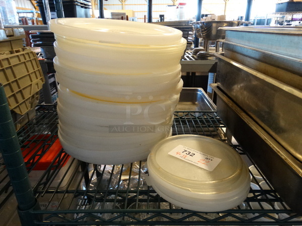 22 Poly Round Lids. 8x8x1, 12x12x1. 22 Times Your Bid!