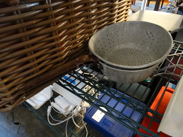 2 Metal Straining Sauce Pots. 15x8.5x3.5. 2 Times Your Bid! - Image 1 of 2