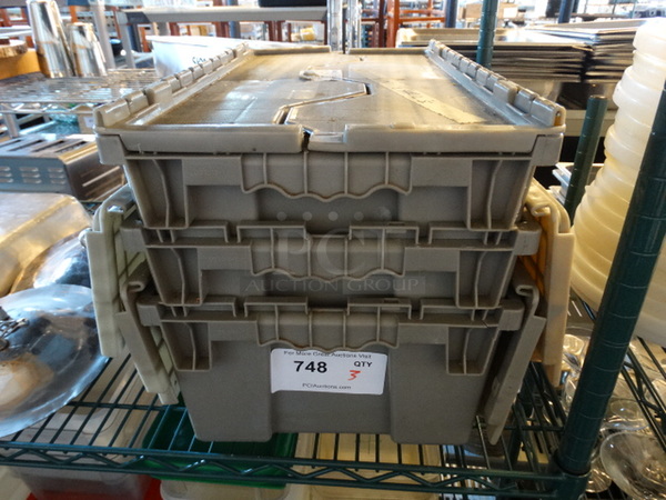 3 Gray Poly Bins. 20x11x7. 3 Times Your Bid! - Image 1 of 2