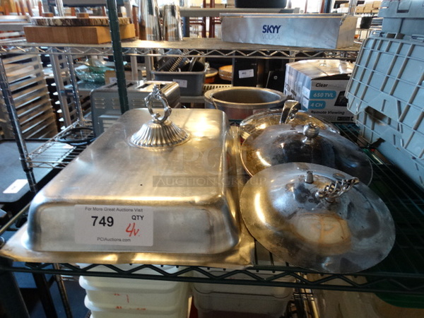 4 Various Metal Lids. Includes 13x21x7. 4 Times Your Bid!