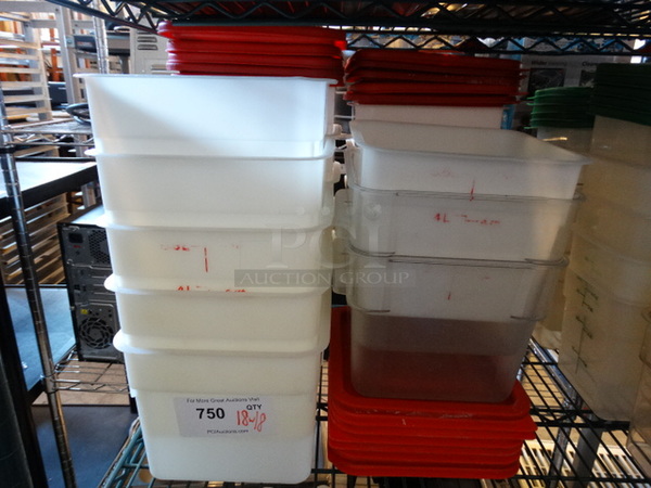 18 Poly Containers w/ 18 Red Lids. 9x9x7. 18 Times Your Bid!