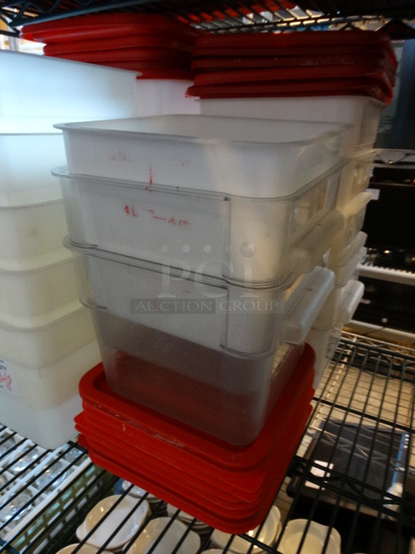 18 Poly Containers w/ 18 Red Lids. 9x9x7. 18 Times Your Bid! - Image 2 of 2