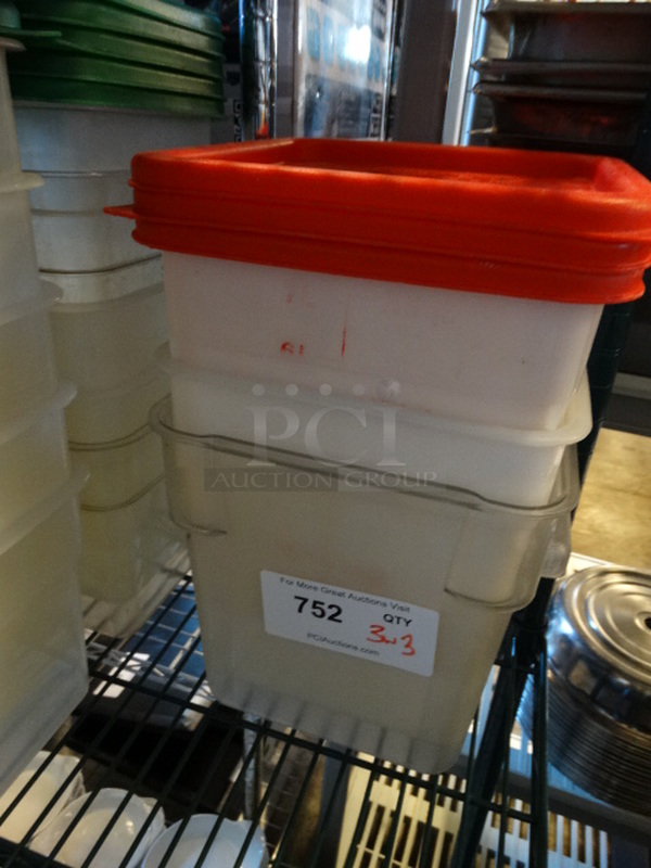 3 Poly Containers w/ Red Lids. 9x9x9. 3 Times Your Bid! - Image 2 of 2
