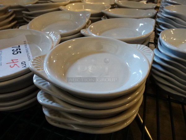 45 White Ceramic Single Serving Casserole Dishes. 6.5x5x1. 45 Times Your Bid! - Image 1 of 3