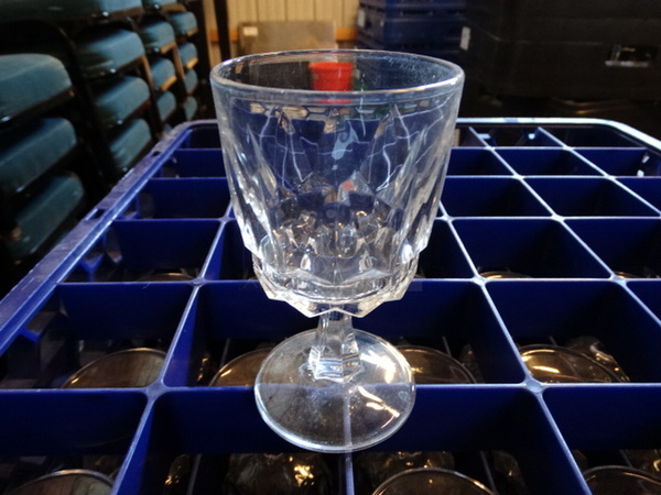 36 Goblet Wine Glasses in Dish Caddy. 2.5x2.5x5. 36 Times Your Bid!