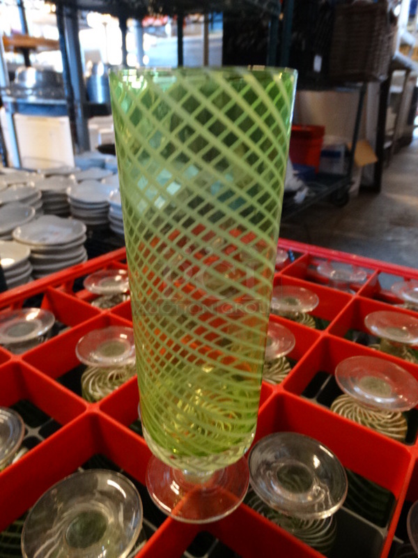 25 Footed Glasses in Dish Caddy. Includes 2.5x2.5x8. 25 Times Your Bid! - Image 1 of 3