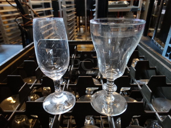 24 Various Stemmed Glasses in Dish Caddy. Includes 3x3x5.5. 24 Times Your Bid!