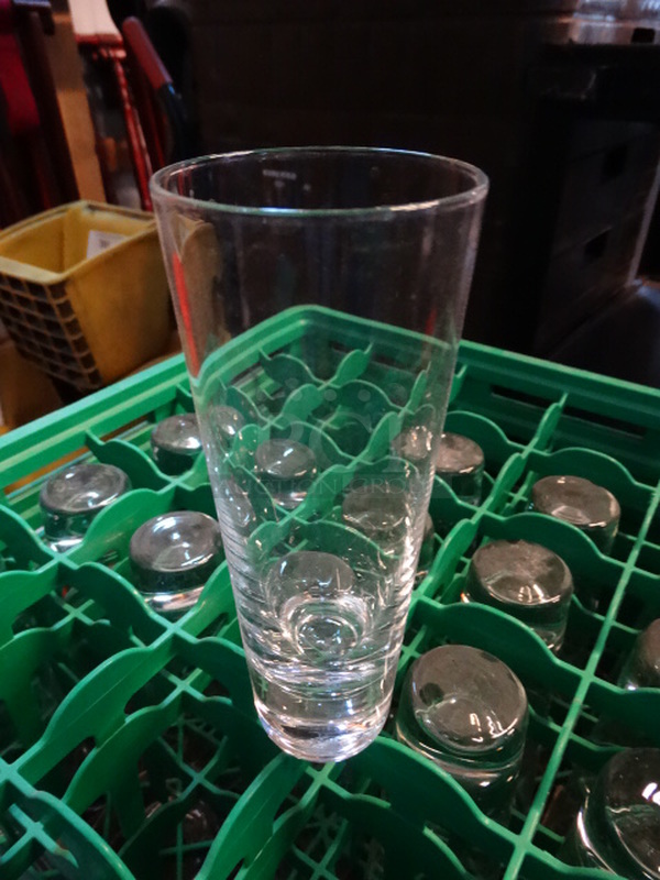 18 Beverage Glasses in Dish Caddy. 2.5x2.5x7. 18 Times Your Bid! - Image 1 of 2