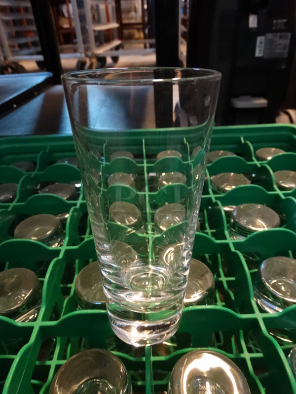 36 Beverage Glasses in Dish Caddy. 2.5x2.5x6. 36 Times Your Bid!