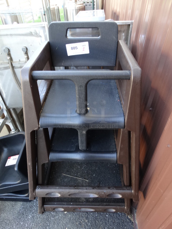 2 Brown and Black Poly High Chairs. 21x22x29. 2 Times Your Bid!