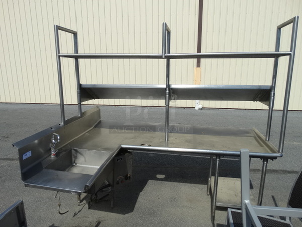 Stainless Steel Commercial L Shaped Right Side Dirty Side Dishwasher Table. 96x74x88