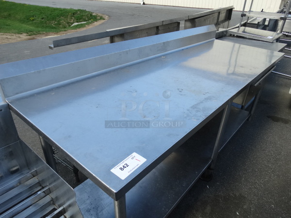 Stainless Steel Commercial Table w/ Metal Undershelf on Commercial Casters. 1 Caster Needs Reattached. 84x30x42 - Image 2 of 5