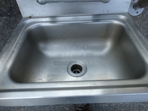 Stainless Steel Commercial Single Bay Wall Mount Sink w/ Faucet and Handles. 17x16x23 - Image 3 of 4