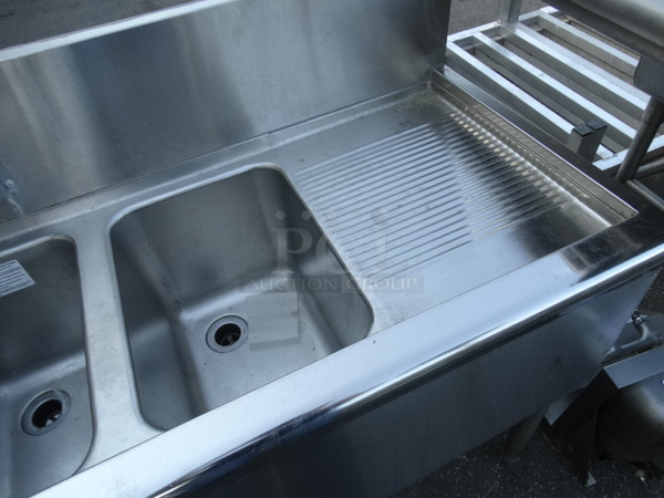 Stainless Steel Commercial 3 Bay Bar Sink w/ Dual Drainboards, Faucet and Handles. 60x20x37. Bays 10x14x10. Drainboards 12x16x1 - Image 3 of 5