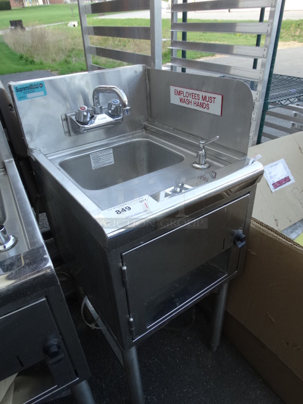 Stainless Steel Commercial Single Bay Sink w/ Right Side Splash Guard, Faucet and Handles. 16x20x37 - Image 3 of 4