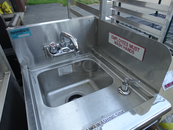 Stainless Steel Commercial Single Bay Sink w/ Right Side Splash Guard, Faucet and Handles. 16x20x37 - Image 4 of 4