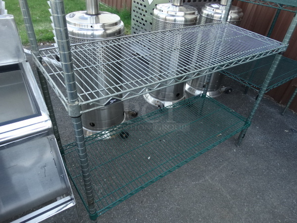 Green and Chrome Finish 4 Tier Metro Shelving Unit. 48x18x86. BUYER MUST DISMANTLE. PCI CANNOT DISMANTLE FOR SHIPPING. PLEASE CONSIDER FREIGHT CHARGES.  - Image 3 of 3