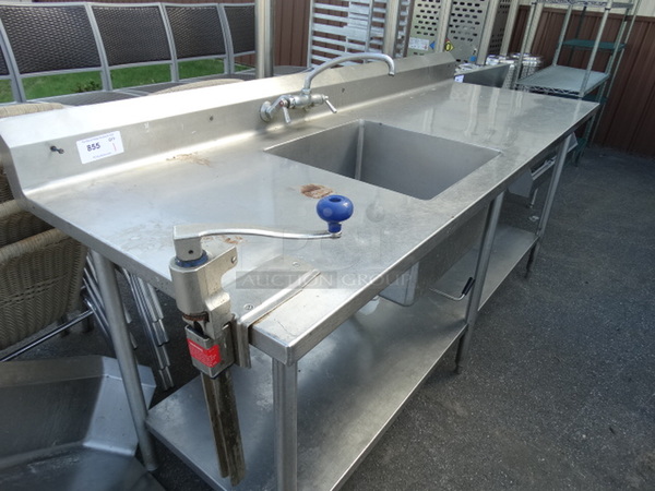 Stainless Steel Commercial Single Bay Sink w/ Faucet, Handles, Mounted Commercial Can Opener and Metal Undershelf. 86x30x42. Bay 20x20x12 - Image 2 of 5
