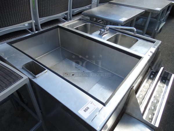 Stainless Steel Commercial Back Bar Sink Set Up w/ Ice Bin, Cold Plate, 2 Sink Bays, Faucet and Handles. 44x52x30 - Image 2 of 5