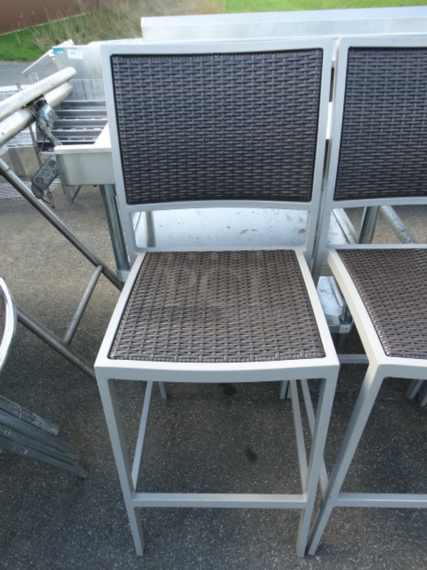 2 Gray Metal Bar Height Chairs w/ Brown Seat and Backrest. Stock Picture - Cosmetic Condition May Vary. 19x21x46. 2 Times Your Bid! - Image 4 of 5