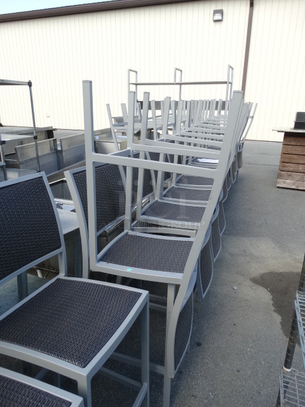 2 Gray Metal Bar Height Chairs w/ Brown Seat and Backrest. Stock Picture - Cosmetic Condition May Vary. 19x21x46. 2 Times Your Bid! - Image 5 of 5