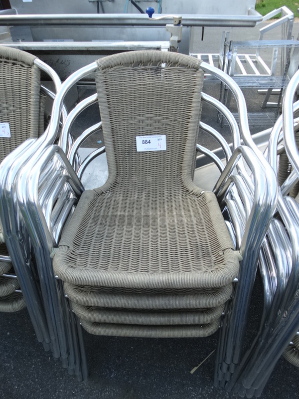 4 Chrome Finish Dining Height Chairs w/ Tan Seat and Backrest. Stock Picture - Cosmetic Condition May Vary. 23x22x30. 4 Times Your Bid! - Image 1 of 3