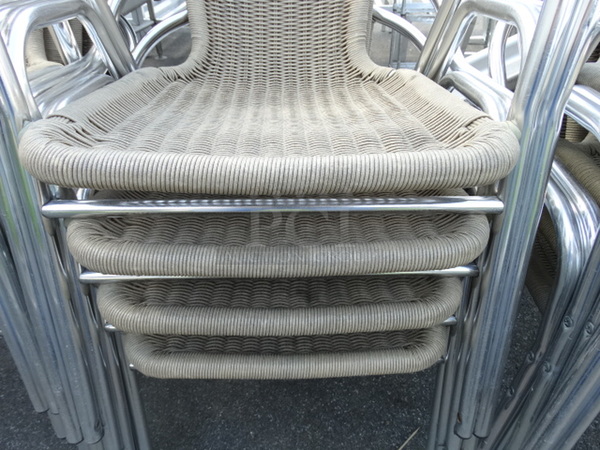 4 Chrome Finish Dining Height Chairs w/ Tan Seat and Backrest. Stock Picture - Cosmetic Condition May Vary. 23x22x30. 4 Times Your Bid! - Image 3 of 3