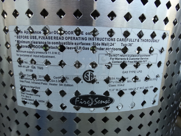 Fire Sense Stainless Steel Commercial Propane Gas Powered Patio Heater. 30x30x84 - Image 6 of 6