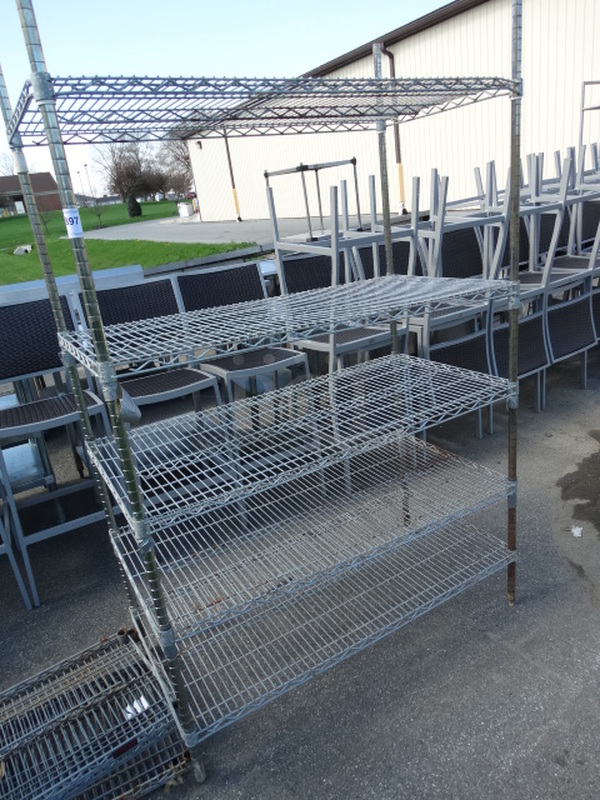 Chrome Finish 5 Tier Shelving Unit. 48x24x75. BUYER MUST DISMANTLE. PCI CANNOT DISMANTLE FOR SHIPPING. PLEASE CONSIDER FREIGHT CHARGES.  - Image 2 of 3