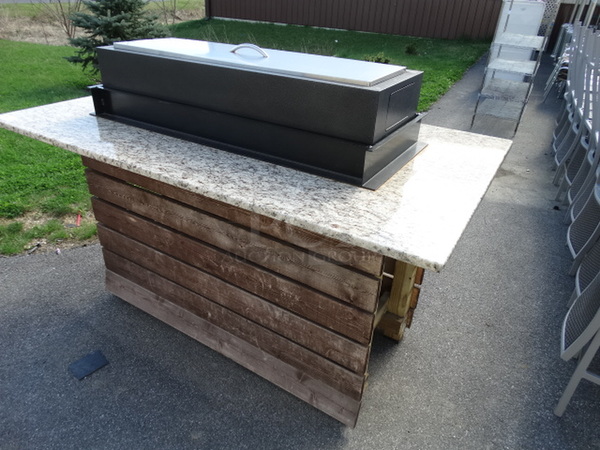 AMAZING! Commercial Propane Gas Powered Fire Pit on Bar Height Wrap Around Granite Table. 80x46x55 - Image 3 of 12