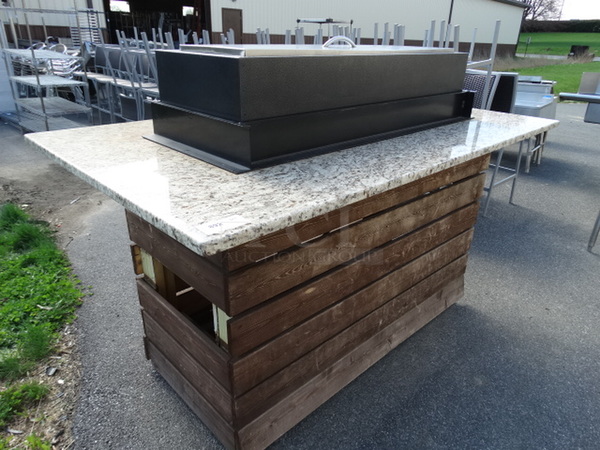 AMAZING! Commercial Propane Gas Powered Fire Pit on Bar Height Wrap Around Granite Table. 80x46x55 - Image 9 of 12