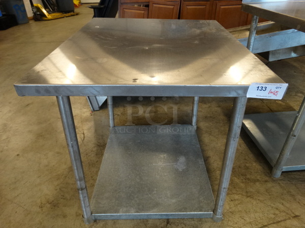 Stainless Steel Tabletop and Metal Undershelf. 30x36x3, 31x28x2