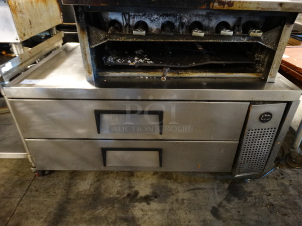 GREAT! 2011 True Model TRCB-52 Stainless Steel Commercial 2 Drawer Chef Base on Commercial Casters. 115 Volts, 1 Phase. 52x32x26. Tested and Working!