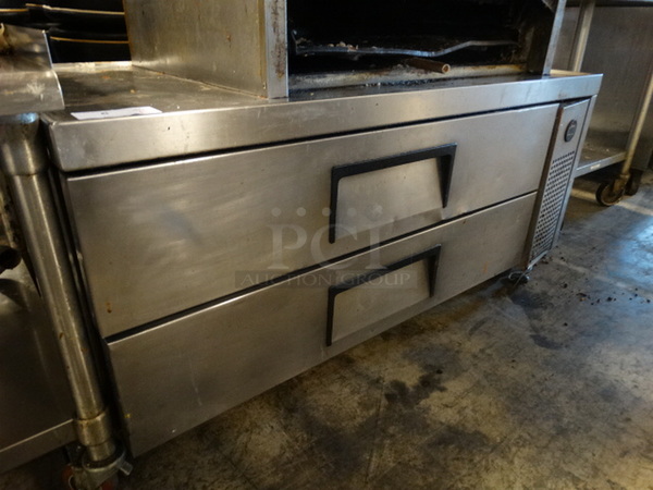 GREAT! 2011 True Model TRCB-52 Stainless Steel Commercial 2 Drawer Chef Base on Commercial Casters. 115 Volts, 1 Phase. 52x32x26. Tested and Working! - Image 2 of 6