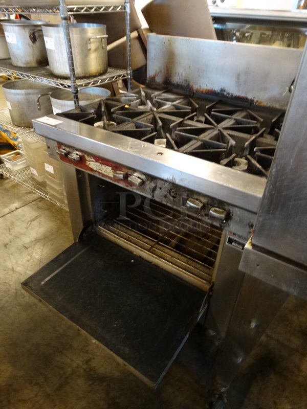 WOW! Southbend Stainless Steel Commercial 6 Burner Range w/ Lower Oven on Commercial Casters. 37x34x48 - Image 7 of 8