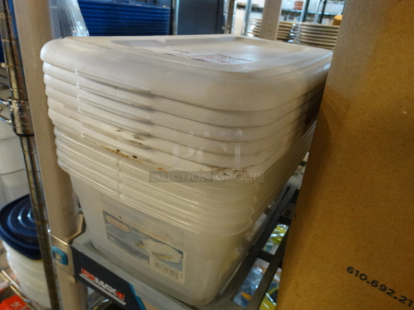 5 Poly Clear Containers w/ 6 White Lids. 8x14x4.5. 5 Times Your Bid! - Image 2 of 3