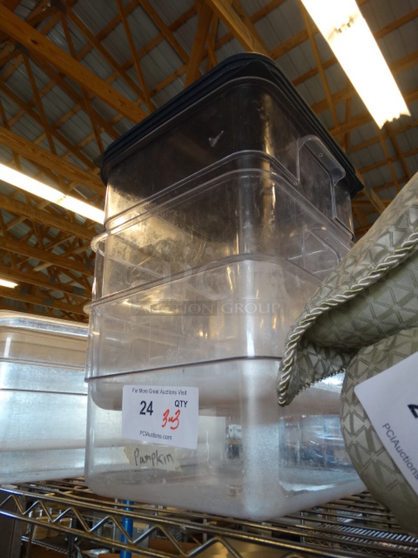 3 Poly Clear Containers w/ 3 Blue Lids. Includes 11x11x8.5, 11x11x12.5. 3 Times Your Bid! - Image 2 of 4