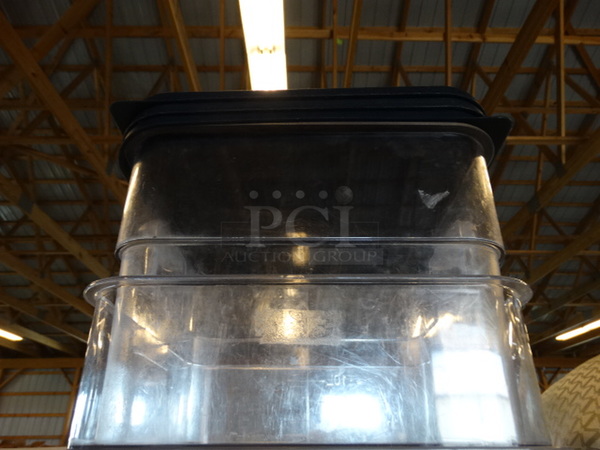 3 Poly Clear Containers w/ 3 Blue Lids. Includes 11x11x8.5, 11x11x12.5. 3 Times Your Bid! - Image 4 of 4