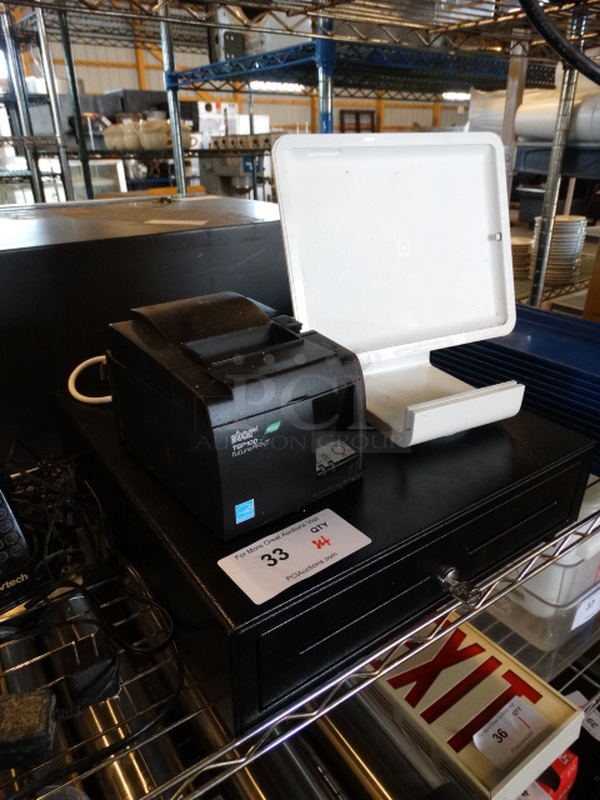 All One Money! Lot Includes Metal Cash Drawer, Micronics Model TSP10011 Receipt Printer and Tablet Stand! - Image 3 of 5