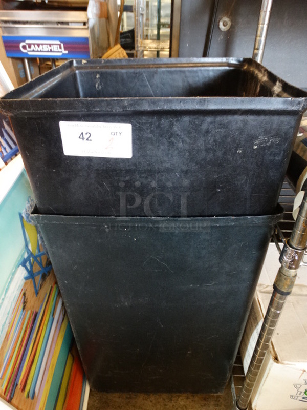 2 Black Poly Trash Cans. 15.5x16.5x26.5. 2 Times Your Bid! - Image 1 of 3
