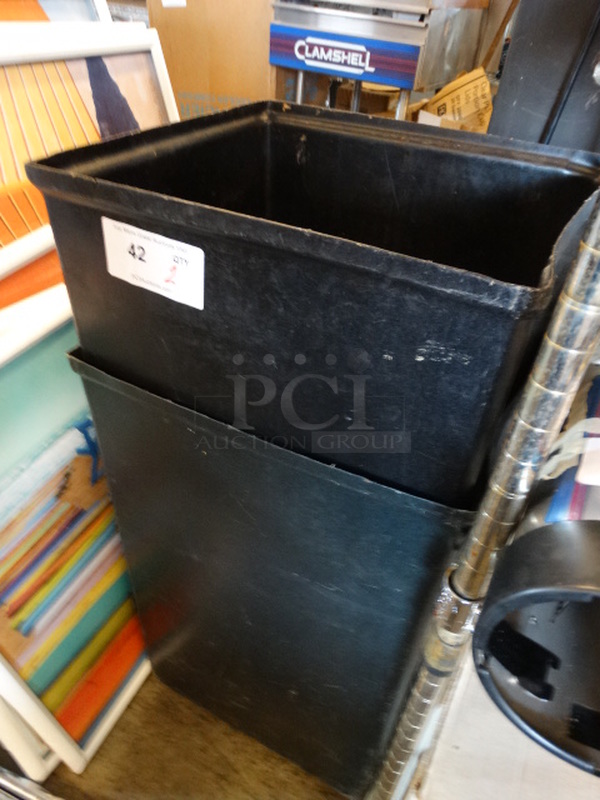 2 Black Poly Trash Cans. 15.5x16.5x26.5. 2 Times Your Bid! - Image 2 of 3