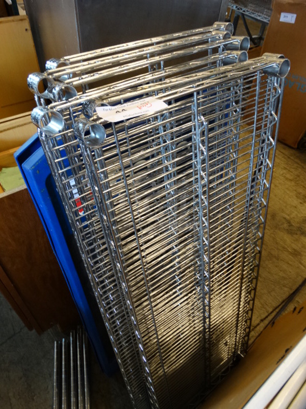All One Money! Lot of 6 Chrome Finish Racks w/ 8 Half Poles! 48x18x72 - Image 1 of 3