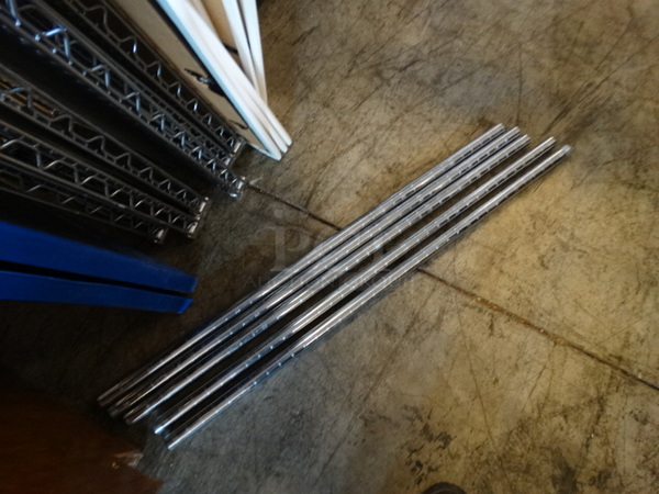 All One Money! Lot of 6 Chrome Finish Racks w/ 8 Half Poles! 48x18x72 - Image 3 of 3